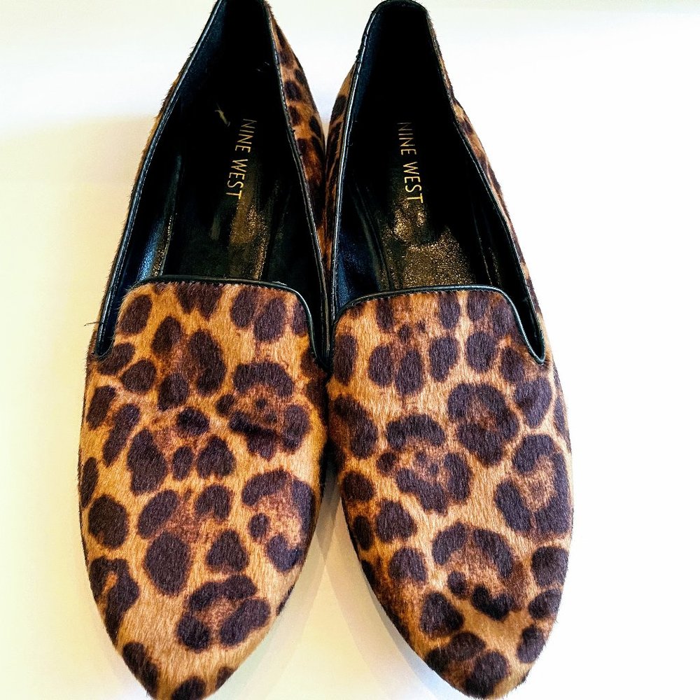 Nine West Women's Haydyn Slip On Pointed Toe Loafers Leopard Print Size 8
